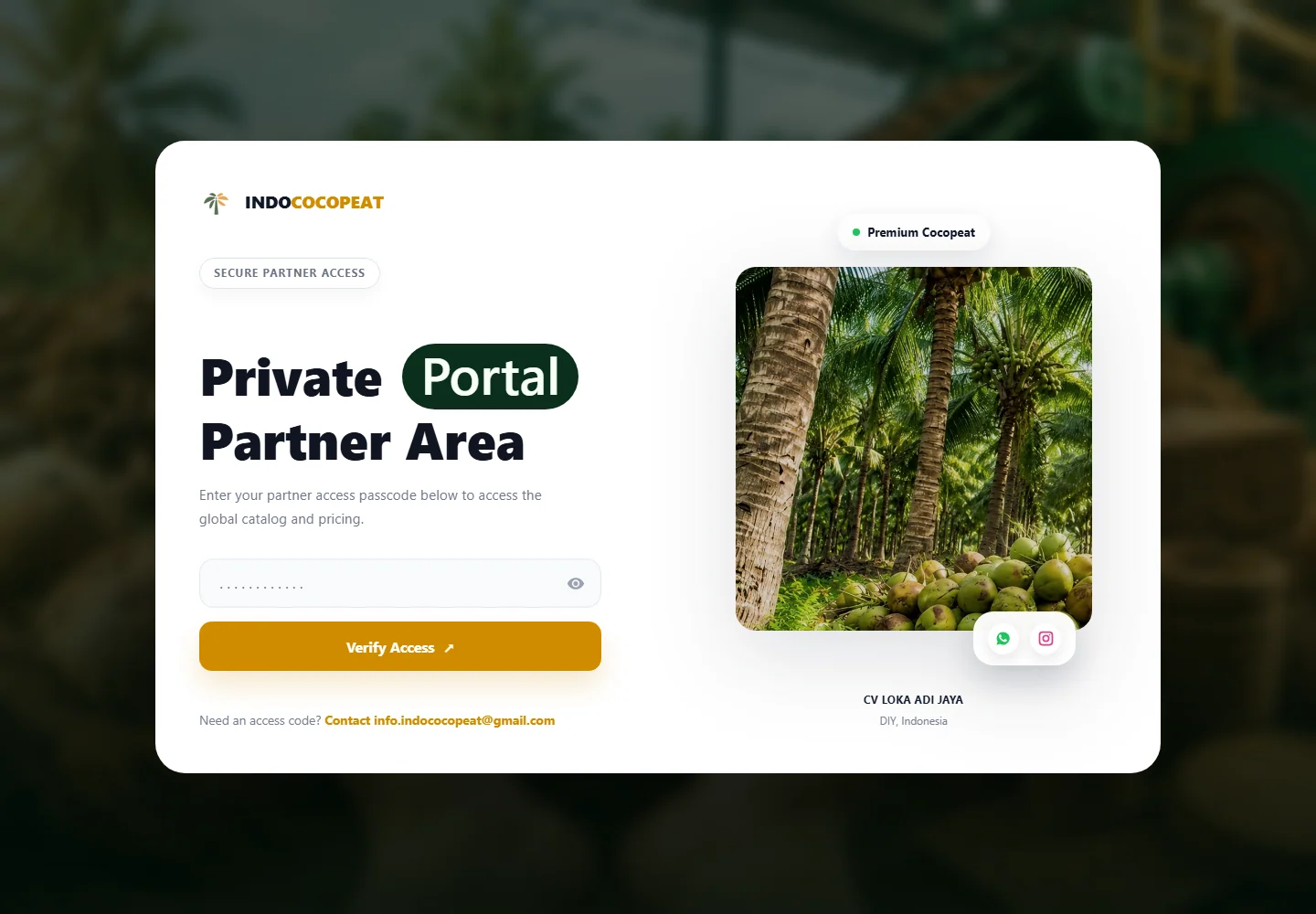 Tampilan website bisnis Indococopeat karya Gooy Studio